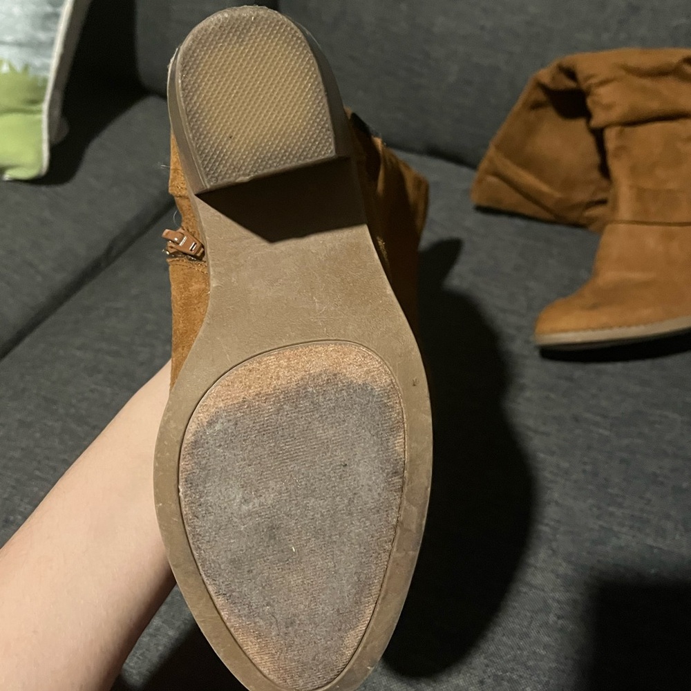 Women's Tan Suede Boots - Picture 3 of 10